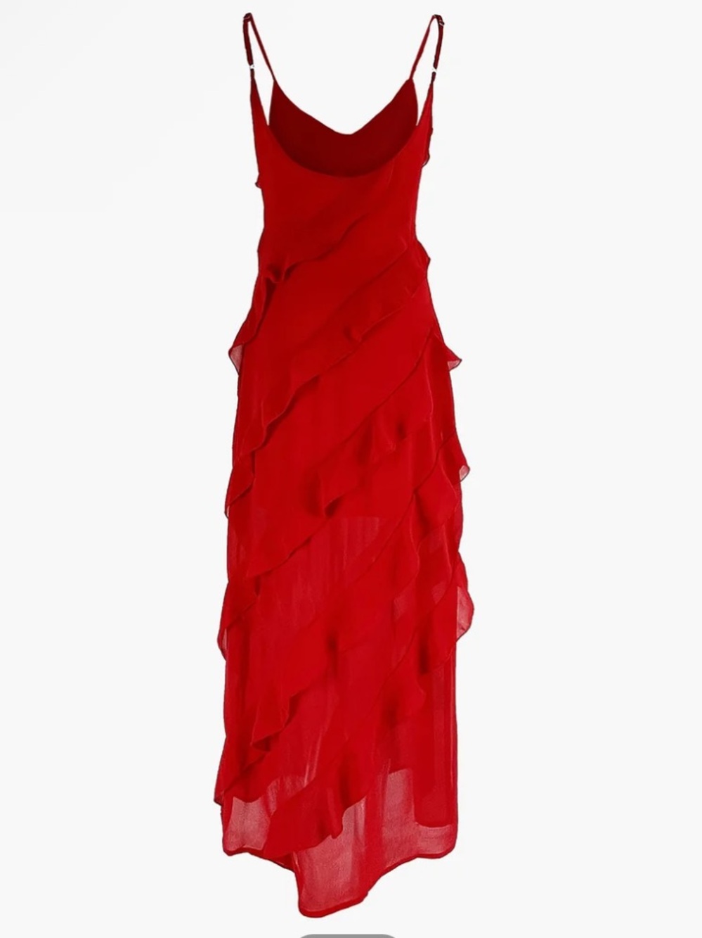 Red Ruffle Slip Dress - Women